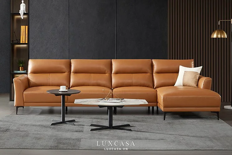 Sofa màu vàng da bò sang chảnh SD611
