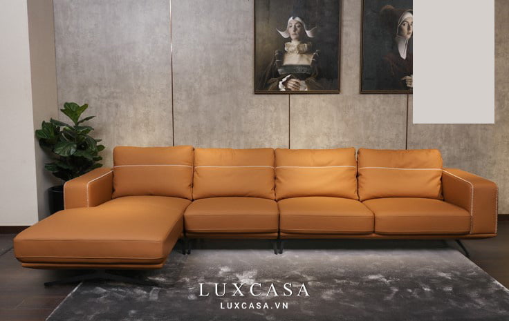 Sofa vàng da bò đơn giản SD1111