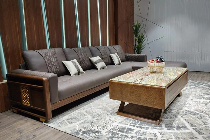 Sofa gỗ chữ L cho phong cách hiện đại SG08