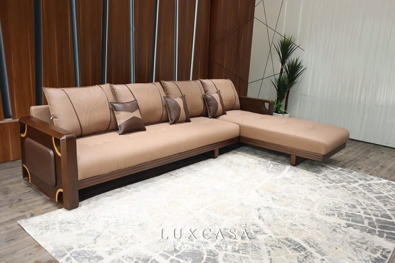 Sofa gỗ chữ L sang trọng SG07