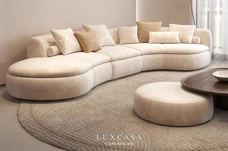 Sofa màu vàng kem kiểu dáng độc đáo SN11