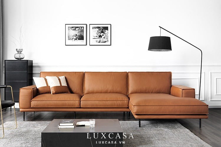 Ghế sofa vàng bọc da thật