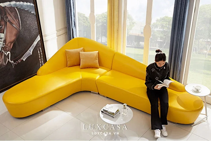 Sofa màu vàng văn phòng cách điệu đẹp