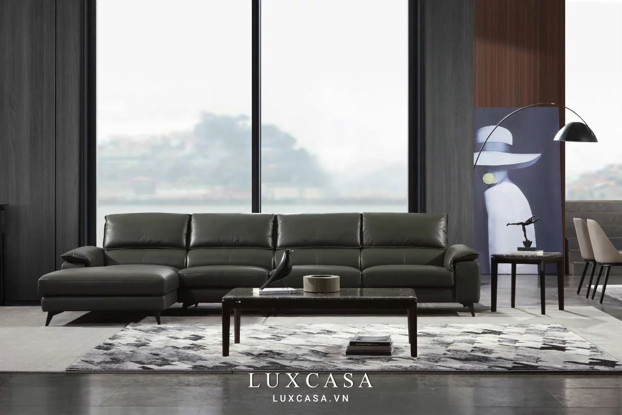 sofa biệt thự bọc da SF421